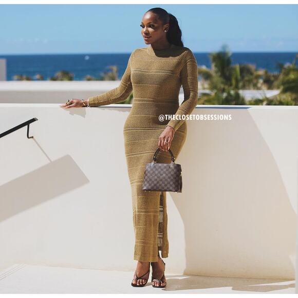 MANGO Long Knit Openwork Maxi Dress 🤎✨ NWT - Picture 7 of 16